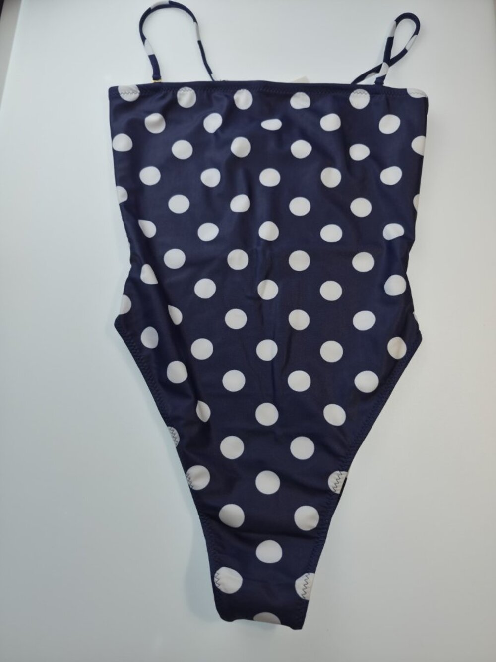 SAME Los Angeles Navy Polka Dot One Piece Swimsuit Small NWT High Cut Leg